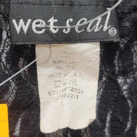 Y2K Wet Seal Black Lace Button Up Cardigan | Vintage Gothic Whimsigoth Top L - Picture 2 of 3